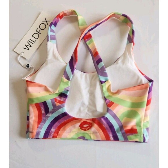Wildfox Longline Soleil Sport Bra NWT XS Rainbow Stripes Racerback Gym Workout - Picture 3 of 7